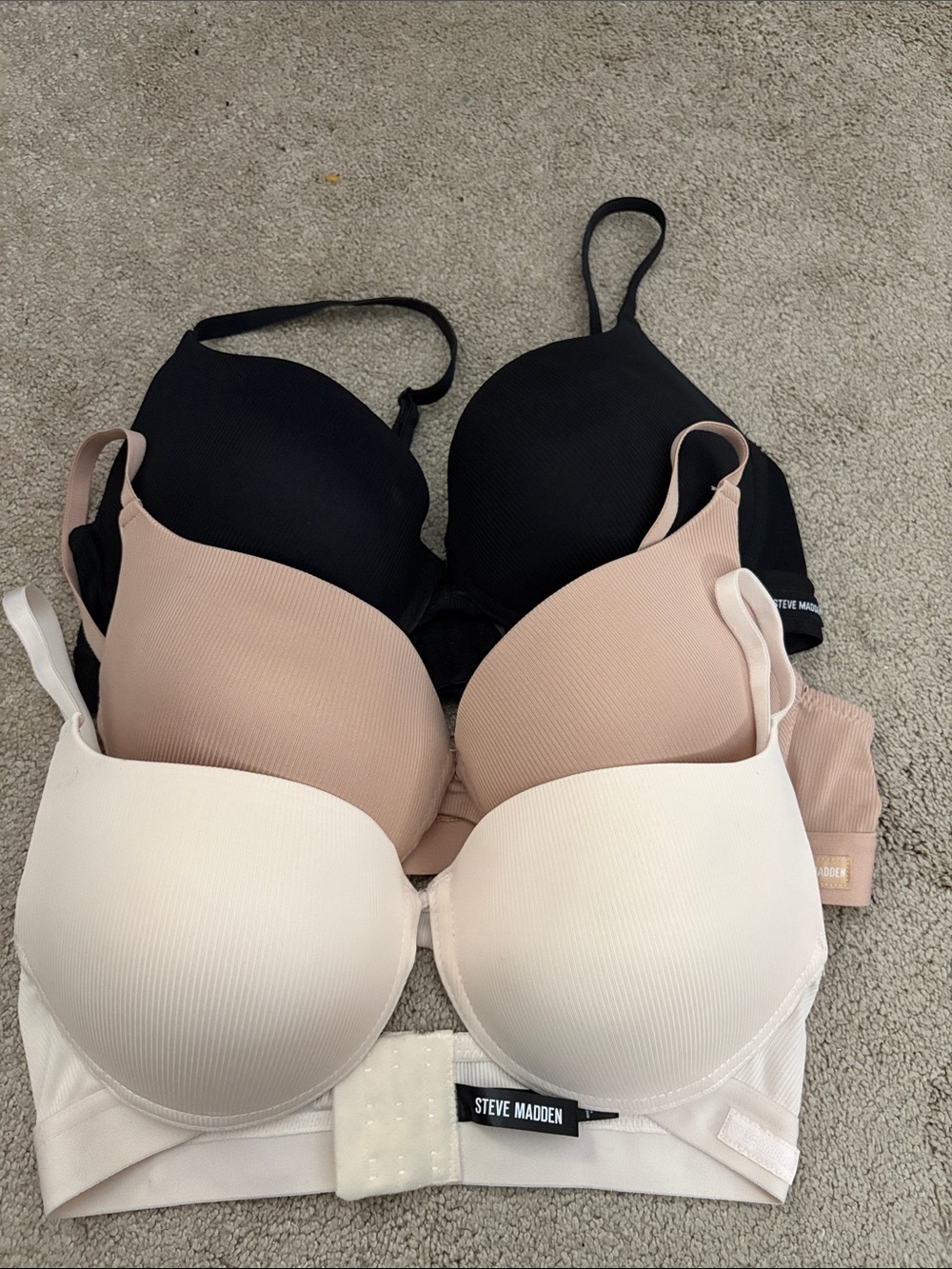Steve Madden Bra Trio - Black, Nude, Ivory